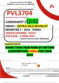 PVL3704 ASSIGNMENT 2 QUIZ MEMO - SEMESTER 1 - 2024 - UNISA - DUE : 9 APRIL 2024 (INCLUDES 1530 PAGES EXTRA MCQ BOOKLET WITH ANSWERS - DISTINCTION GUARANTEED)