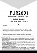 FUR2601 Assignment 2 (ANSWERS) Semester 1 2024 - DISTINCTION GUARANTEED
