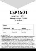 CSP1501 Assignment 3 (ANSWERS) 2024 - DISTINCTION GUARANTEED