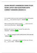 GUAM DRIVER'S HANDBOOK EXAM STUDY GUIDE LATEST 2024 QUESTIONS WITH CORRECT ANSWERS GRADED A+