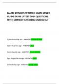 GUAM DRIVER'S WRITTEN EXAM STUDY GUIDE EXAM LATEST 2024 QUESTIONS WITH CORRECT ANSWERS GRADED A+