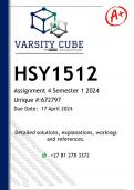 HSY1512 Assignment 4 (DETAILED ANSWERS) Semester 1 2024 - DISTINCTION GUARANTEED