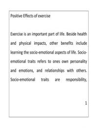 Positive Effects of Exercise