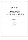 (WGU C100) HUMN 1010 INTRODUCTION TO HUMANITIES FINAL EXAM REVIEW Q & A 2024.