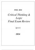 (WGU C168) PHIL 3010 CRITICAL THINKING & LOGIC FINAL EXAM REVIEW Q & A 2024.