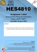 HES4810 Assignment 1 (COMPLETE ANSWERS) 2024 (794277) - DUE 26 April 2024 