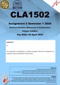 CLA1502 Assignment 2 (COMPLETE ANSWERS) Semester 1 2024 - DUE 23 April 2024 