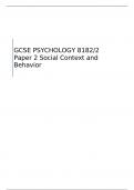 AQA  GCSE PSYCHOLOGY   Paper 2 Social Context and Behavior  MARK SCHEME FOR JUNE 2023