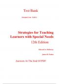 Test Bank for Strategies for Teaching Learners with Special Needs 12th Edition By Edward Polloway, James Patton, Loretta Serna (All Chapters, 100% Original Verified, A+ Grade)