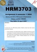 HRM3703 Assignment 4 (COMPLETE ANSWERS) Semester 1 2024 (856360) - DUE 23 April 2024 