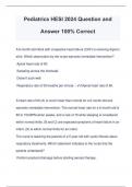Pediatrics HESI 2024 Question and Answer 100% Correct