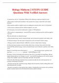 Biology Midterm 2 STUDY GUIDE Questions With Verified Answers