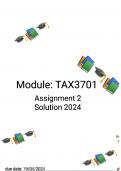 TAX3701 ASSIGNMENT 2 SOLUTION DUE 19 APRIL 2024