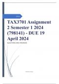 TAX3701 Assignment 2 Semester 1 2024 (798141) - DUE 19 April 2024