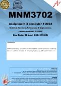 MNM3702 Assignment 4 (COMPLETE ANSWERS) Semester 1 2024 (576590) - DUE 22 April 2024 