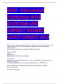 D307 - Educational  Psychology WGU QUESTION AND  CORRECT ANSWER  LATEST UPDATE 2023