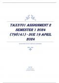 TAX3701 Assignment 2 Semester 1 2024 (798141) - DUE 19 April 2024