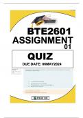 BTE2601 ASSIGNMENT 1 DUE 6 MAY 2024 QUIZ 100 % PASS