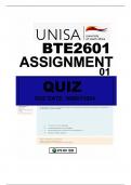 BTE2601 ASSIGNMENT 01 (QUIZ) DUE 06MAY2024