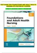 TEST BANK FOR FOUNDATIONS AND ADULT HEALTH NURSING 9TH EDITION BY COOPER(2023/2024)||(CHAPTER 1-41) COMPLETE A++GRADED