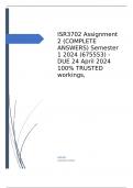 ISR3702 Assignment 2 (COMPLETE ANSWERS) Semester 1 2024 (675553) - DUE 24 April 2024 100% TRUSTED workings, explanations and solutions.