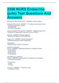 2356 NURS Endocrine  (julie) Test Questions And  Answers