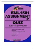 EML1501 ASSIGNMENT 1-QUIZ DUE 26 APRIL GUARANTEED PASS