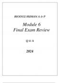 BIOD152 ESSENTIALS IN HUMAN A & P MODULE 6 FINAL EXAM REVIEW Q & A 2024.