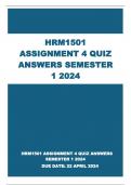 HRM1501 ASSIGNMENT 4 QUIZ SEMESTER 1 ANSWERS  2024