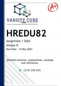 HREDU82 Assignment 1 (DETAILED ANSWERS) 2024 - DISTINCTION GUARANTEED