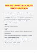Child and Adolescent Needs and Strengths (CANS) Bundled Exams Questions and Answers 100% Accurate and Updated 