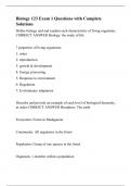 Biology 123 Exam 1 Questions with Complete Solutions.