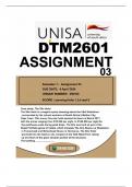 DTM2601 ASSIGNMENT 03 SEMESTER 1..UNIQUE NUMBER 250180 