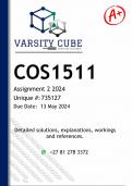COS1511 Assignment 2 (DETAILED ANSWERS) 2024 - DISTINCTION GUARANTEED