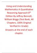 Test Bank for Using and Understanding Mathematics A Quantitative Reasoning Approach 8th Edition By Jeffrey Bennett, William Briggs (All Chapters, 100% Original Verified, A+ Grade)