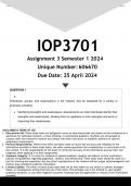 IOP3701 Assignment 3 (ANSWERS) Semester 1 2024 - DISTINCTION GUARANTEED.