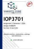 IOP3701 Assignment 3 (DETAILED ANSWERS) Semester 1 2024 - DISTINCTION GUARANTEED