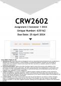 CRW2602 Assignment 2 (ANSWERS) Semester 1 2024 - DISTINCTION GUARANTEED.