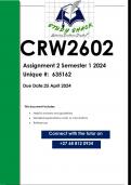 CRW2602 Assignment 2 (QUALITY ANSWERS) Semester 1 2024