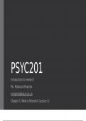 Lecture notes introduction in research (psychology) (PSY201) 