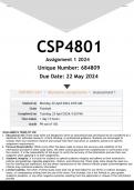 CSP4801 Assignment 1 (ANSWERS) 2024 - DISTINCTION GUARANTEED