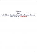 Polit & Beck Canadian Essentials of Nursing Research 4th Edition by Kevin Woo, Chapter 1-18,Test Bank.