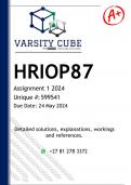 HRIOP87 Assignment 2 (DETAILED ANSWERS) 2024 - DISTINCTION GUARANTEED