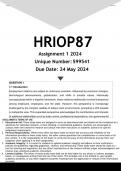 HRIOP87 Assignment 2 (ANSWERS) 2024 - DISTINCTION GUARANTEED