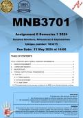 MNB3701 Assignment 6 FINAL REPORT (COMPLETE ANSWERS) Semester 1 2024 (183275) - DUE 13 May 2024