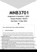 MNB3701 Assignment 6 (FINAL REPORT ANSWERS) Semester 1 2024 - DISTINCTION GUARANTEED