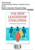 Test Bank: The New Leadership Challenge ; Creating the Future of Nursing, 6th Edition by Grossman - Chapters 1-11, 9781719640411 | Rationals Included