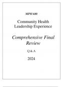 (UOPX) MPH 680 COMMUNITY HEALTH LEADERSHIP EXPERIENCE COMPREHENSIVE EXAM