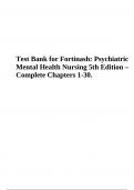Test Bank for Fortinash: Psychiatric Mental Health Nursing 5th Edition – Complete Chapters 1-30.