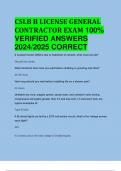 BEST REVIEW CSLB B LICENSE GENERAL CONTRACTOR EXAM 100%  VERIFIED ANSWERS  2024/2025 CORRECT